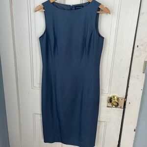 Ann Taylor silk sheath sleeveless dress steel blue 6